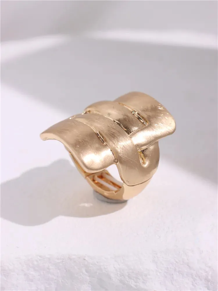 Large Silver and Gold Geometric Ring