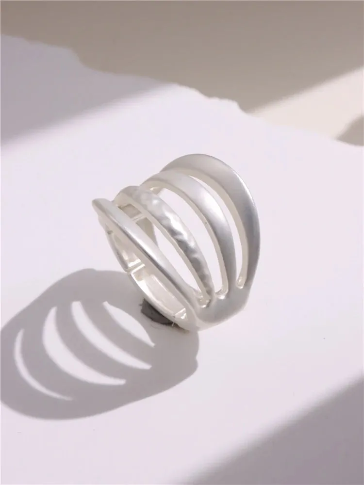 Large Silver and Gold Geometric Ring