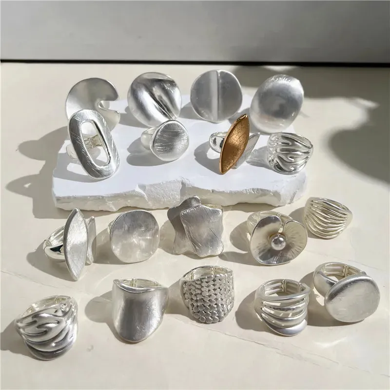 Large Silver and Gold Geometric Ring