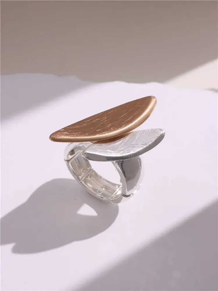 Large Silver and Gold Geometric Ring