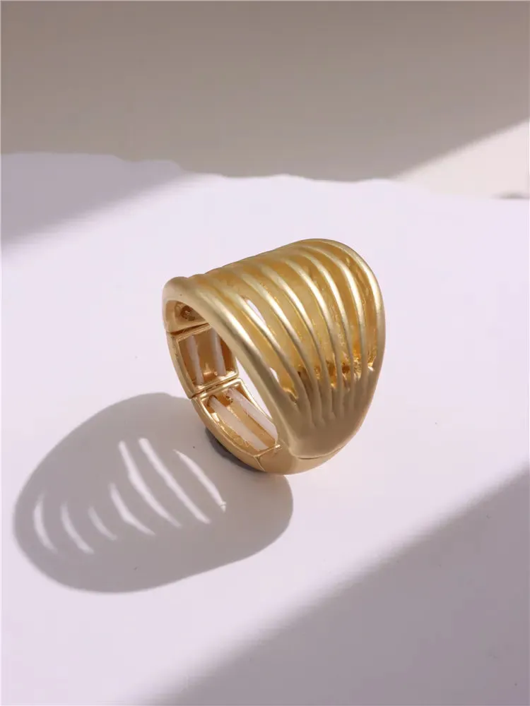 Large Silver and Gold Geometric Ring