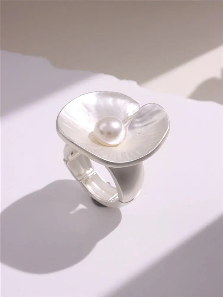 Large Silver and Gold Geometric Ring