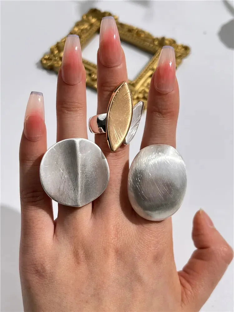 Large Silver and Gold Geometric Ring