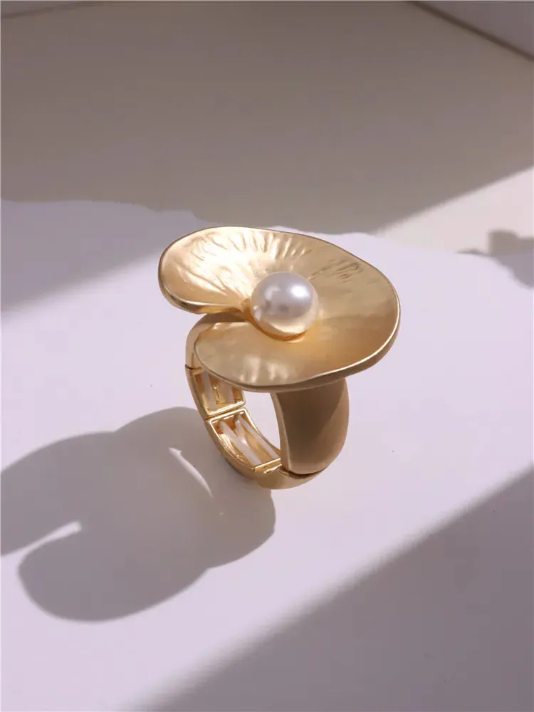 Large Silver and Gold Geometric Ring