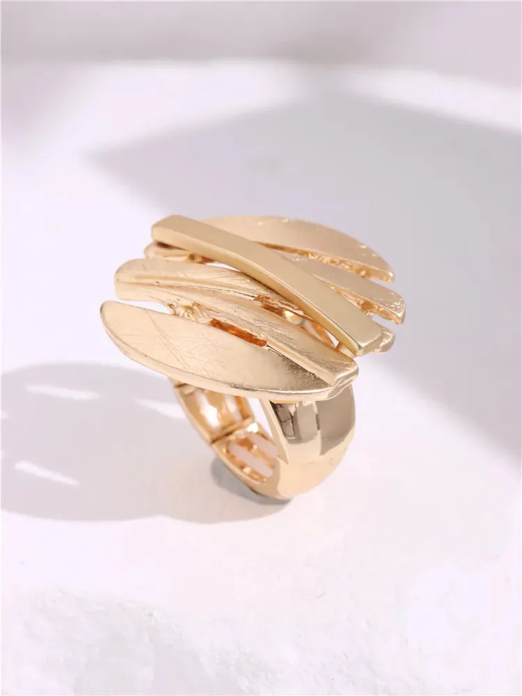 Large Silver and Gold Geometric Ring