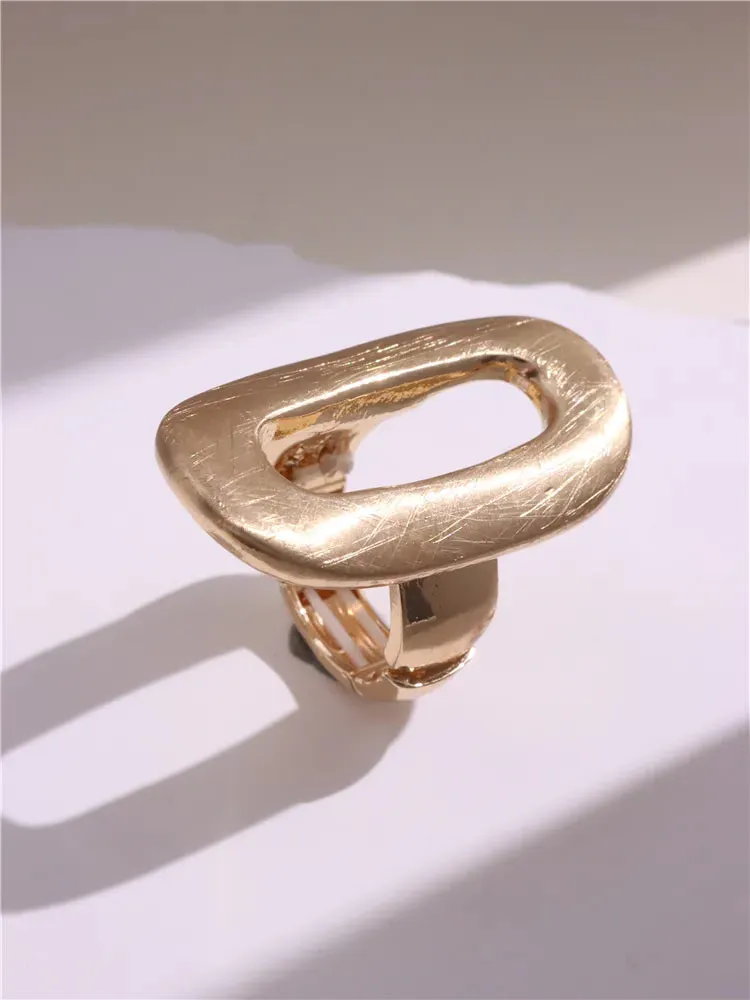 Large Silver and Gold Geometric Ring