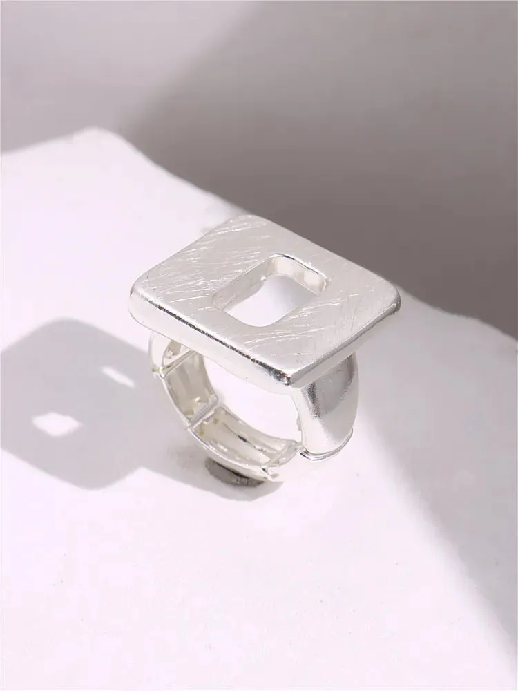 Large Silver and Gold Geometric Ring