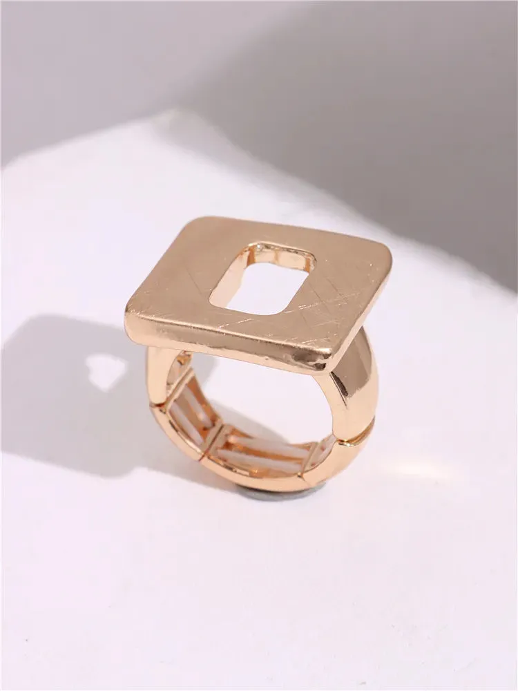 Large Silver and Gold Geometric Ring