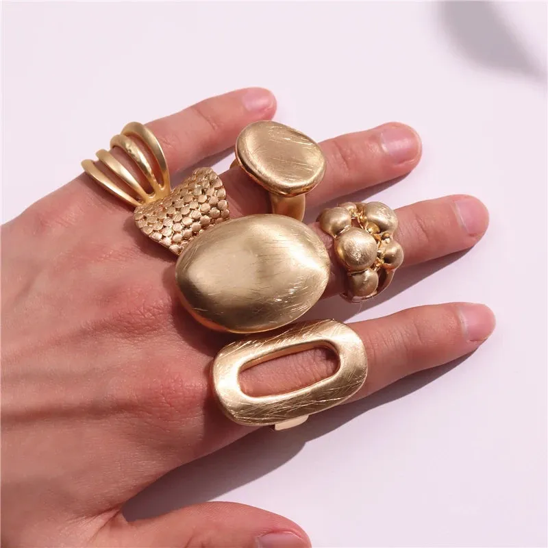 Large Silver and Gold Geometric Ring