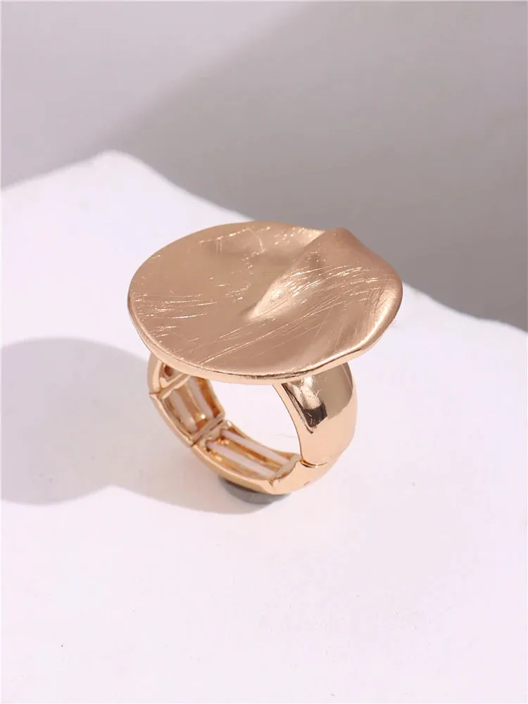 Large Silver and Gold Geometric Ring