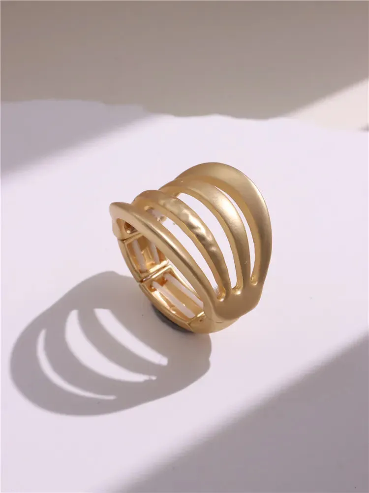 Large Silver and Gold Geometric Ring