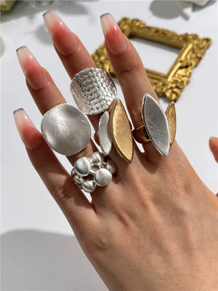 Large Silver and Gold Geometric Ring