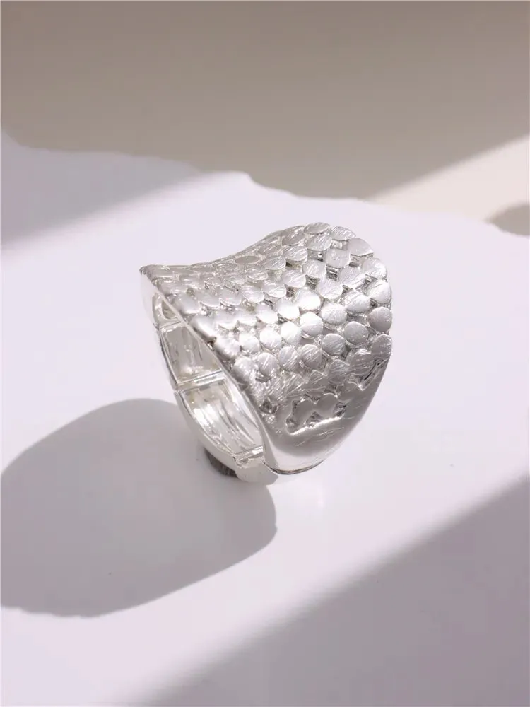 Large Silver and Gold Geometric Ring