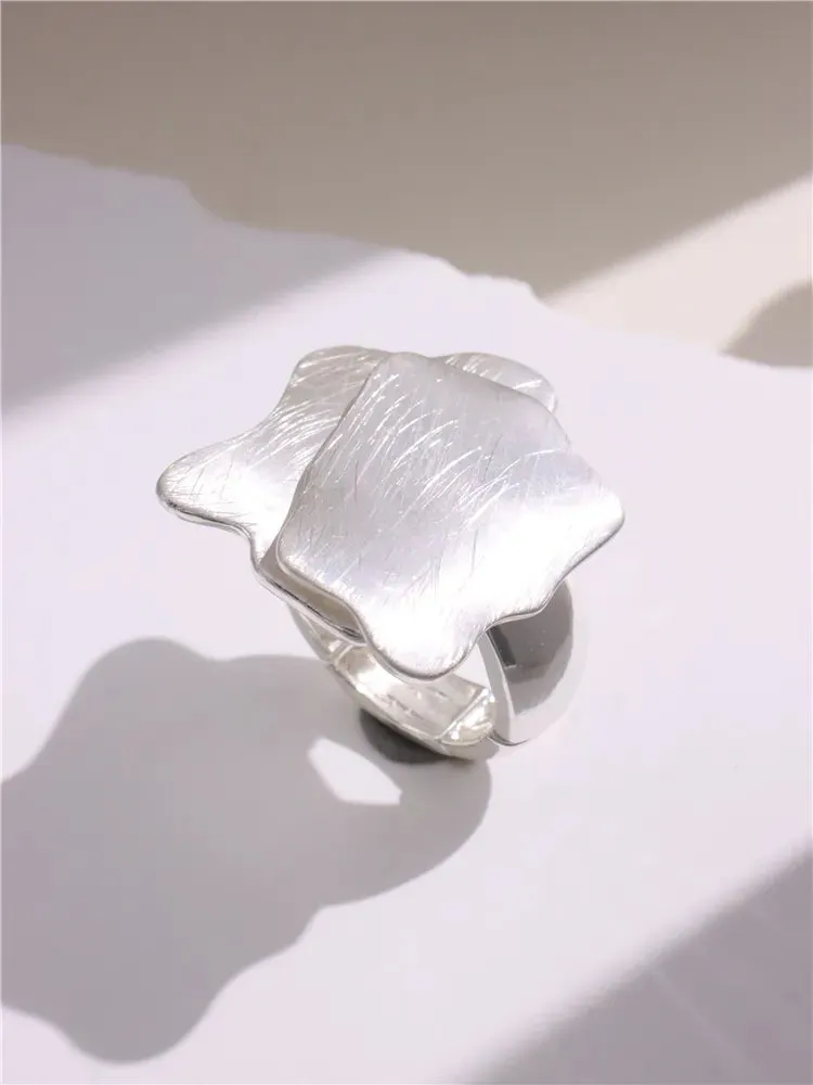 Large Silver and Gold Geometric Ring