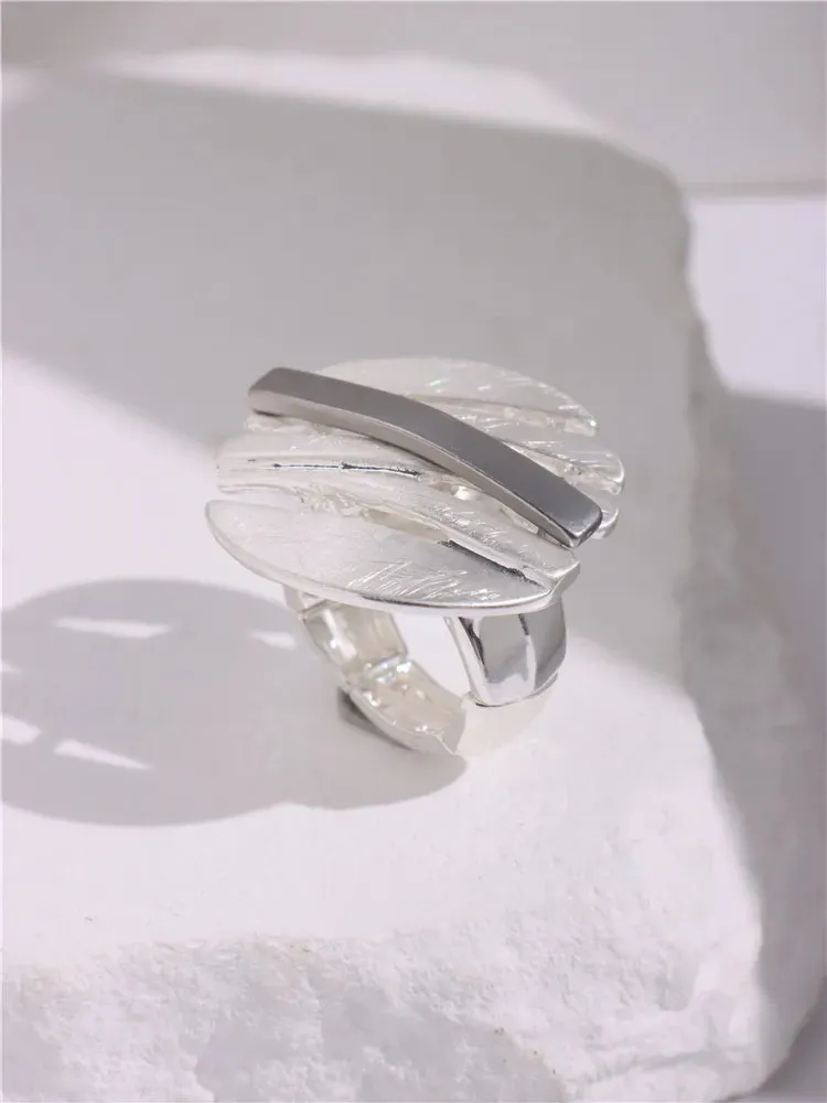 Large Silver and Gold Geometric Ring