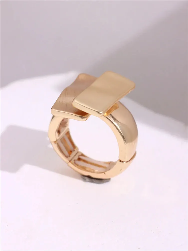 Large Silver and Gold Geometric Ring