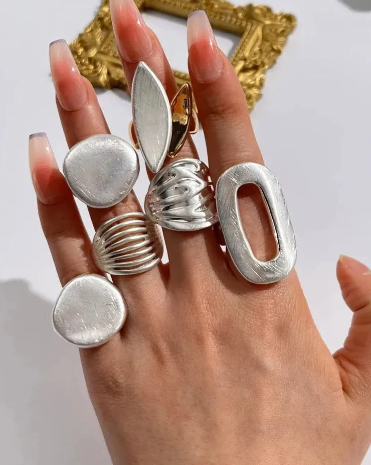Large Silver and Gold Geometric Ring