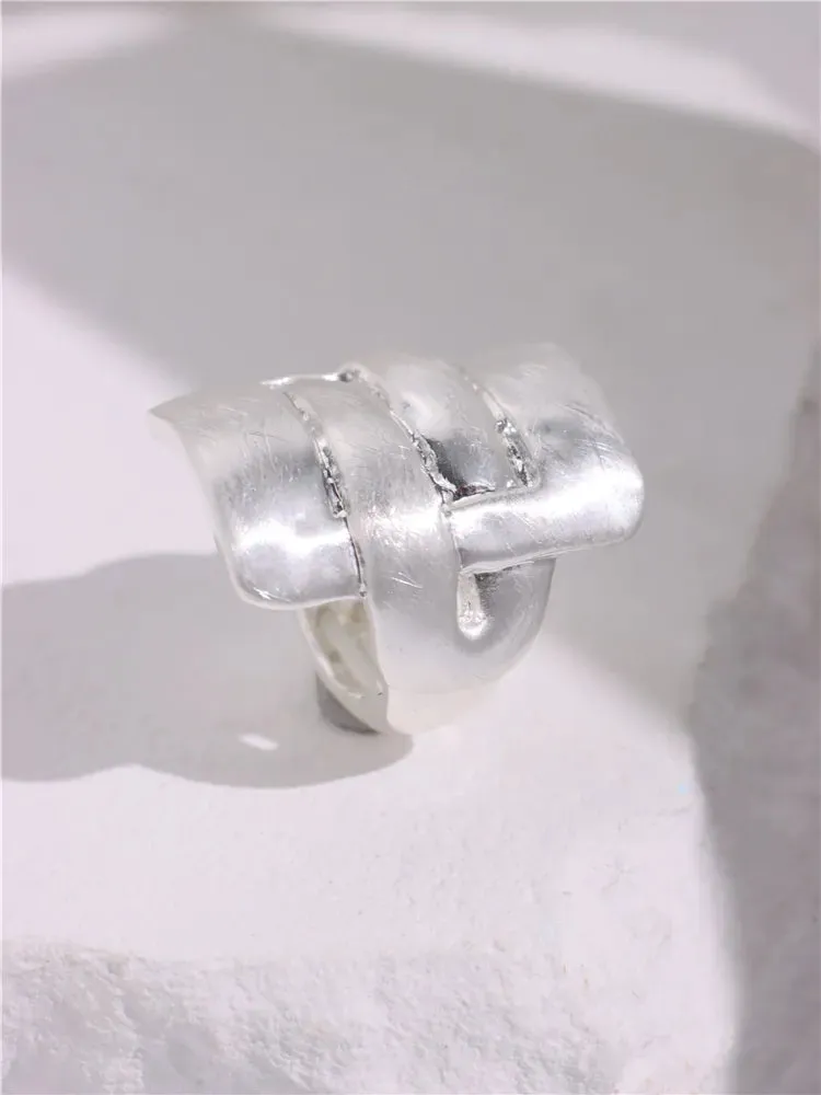 Large Silver and Gold Geometric Ring