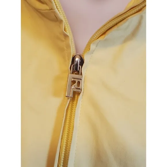 Lauren Ralph Lauren LRL Womens Windbreaker Packable Hood Bright Yellow Sz L