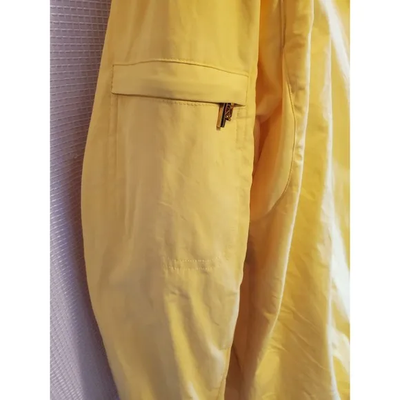 Lauren Ralph Lauren LRL Womens Windbreaker Packable Hood Bright Yellow Sz L