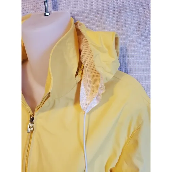Lauren Ralph Lauren LRL Womens Windbreaker Packable Hood Bright Yellow Sz L