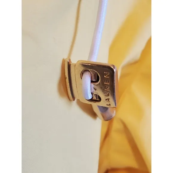 Lauren Ralph Lauren LRL Womens Windbreaker Packable Hood Bright Yellow Sz L