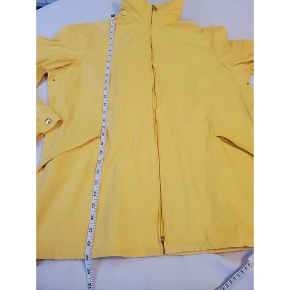 Lauren Ralph Lauren LRL Womens Windbreaker Packable Hood Bright Yellow Sz L