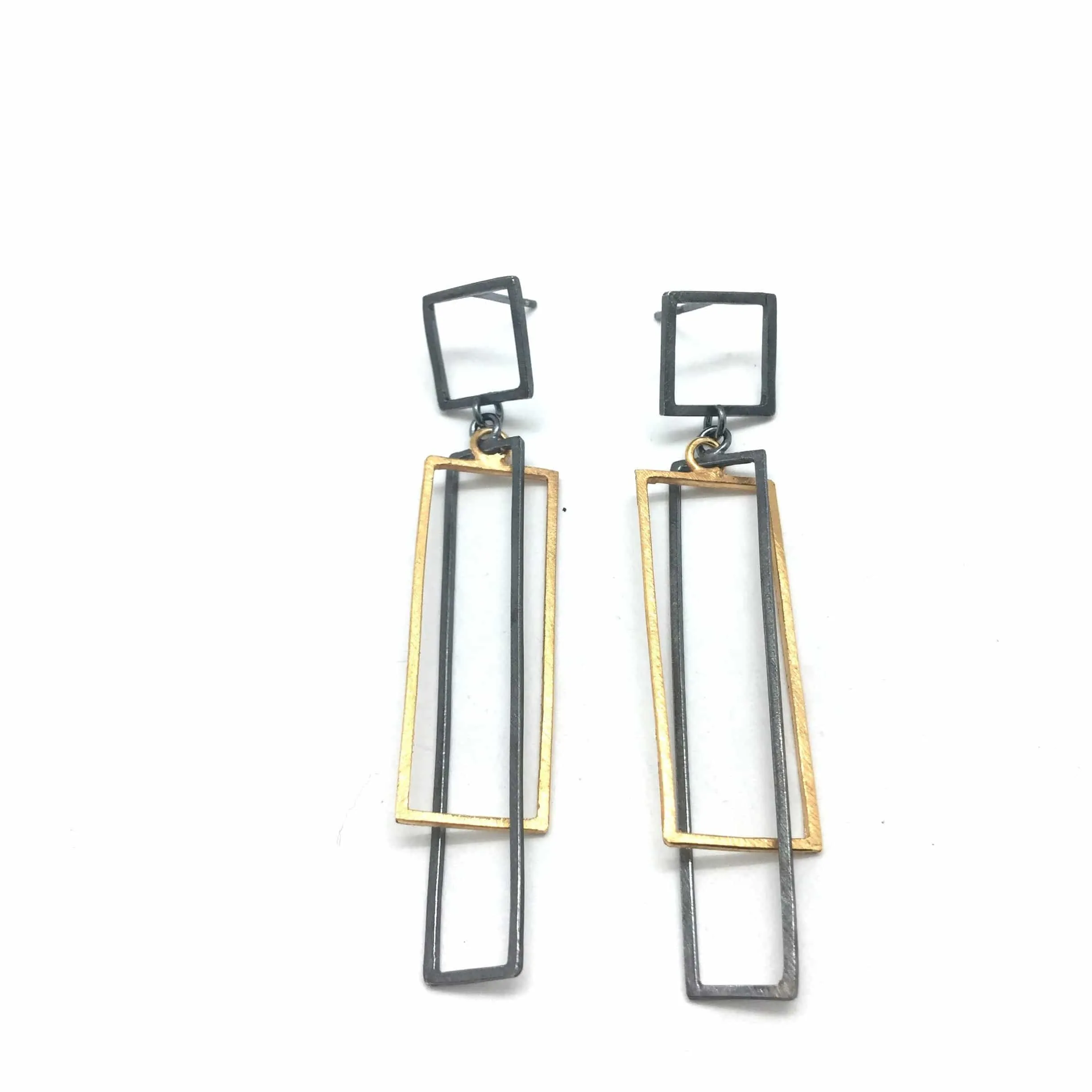 Layered Rectangle Earrings - Oxi/Gold