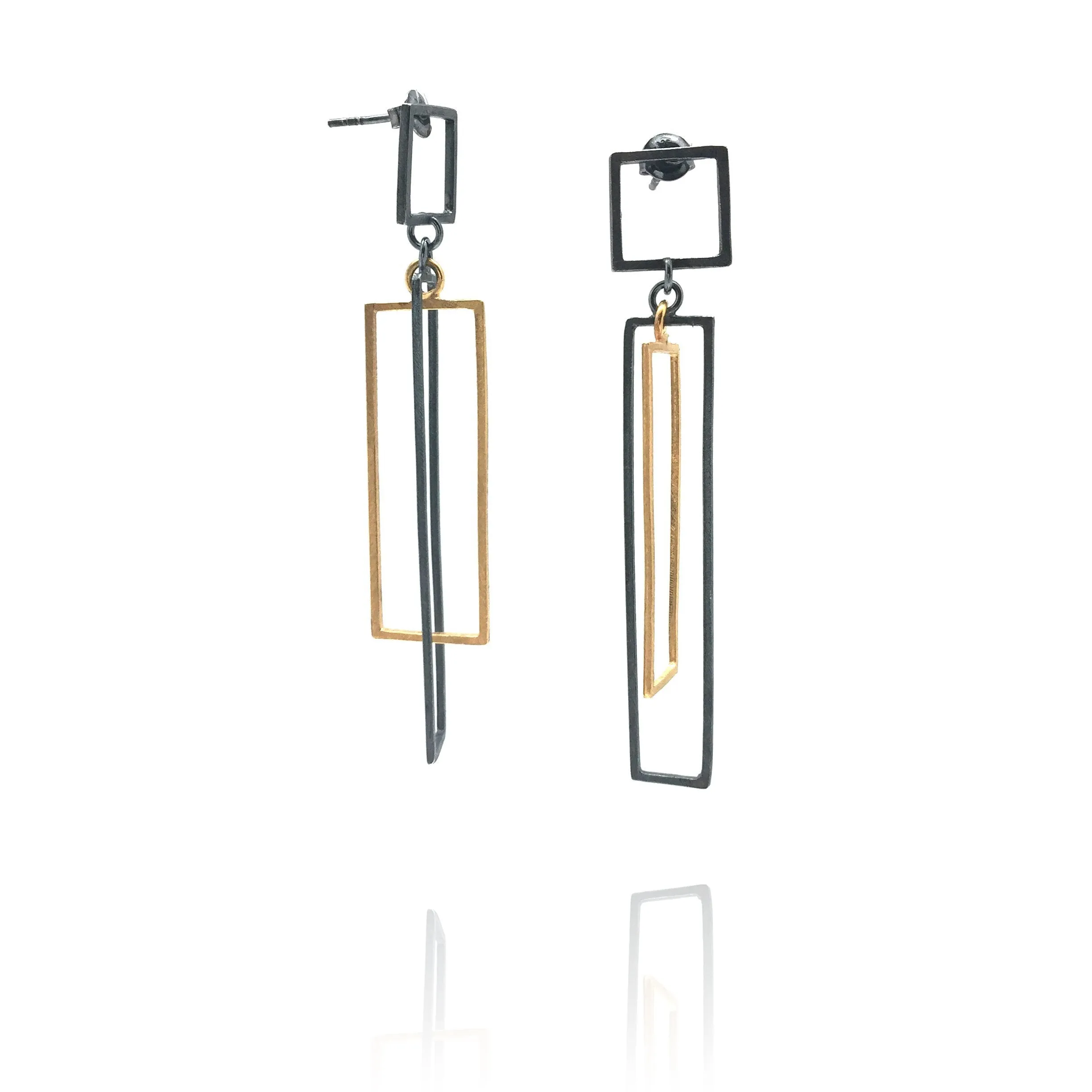 Layered Rectangle Earrings - Oxi/Gold