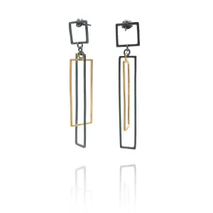 Layered Rectangle Earrings - Oxi/Gold