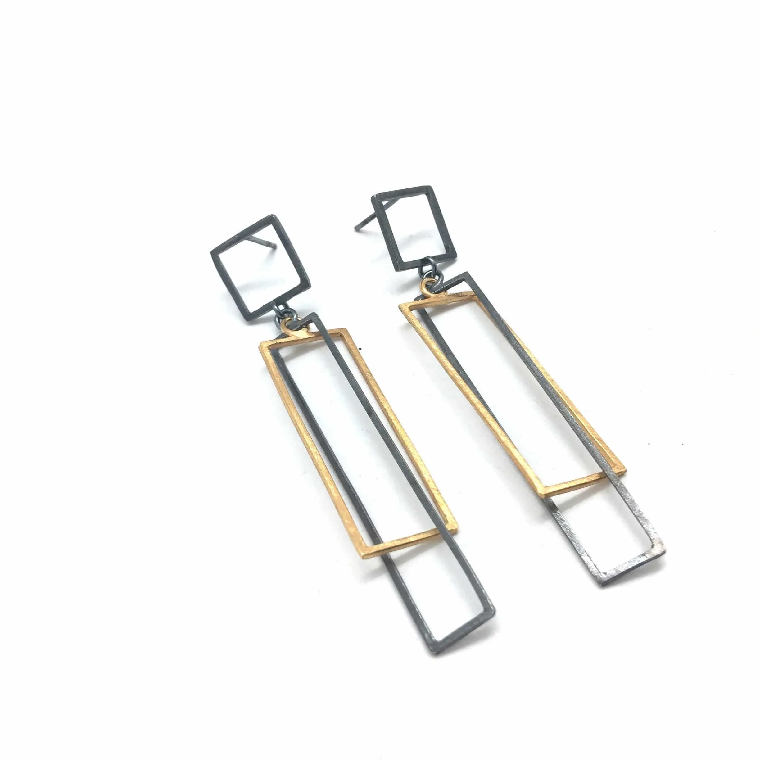 Layered Rectangle Earrings - Oxi/Gold
