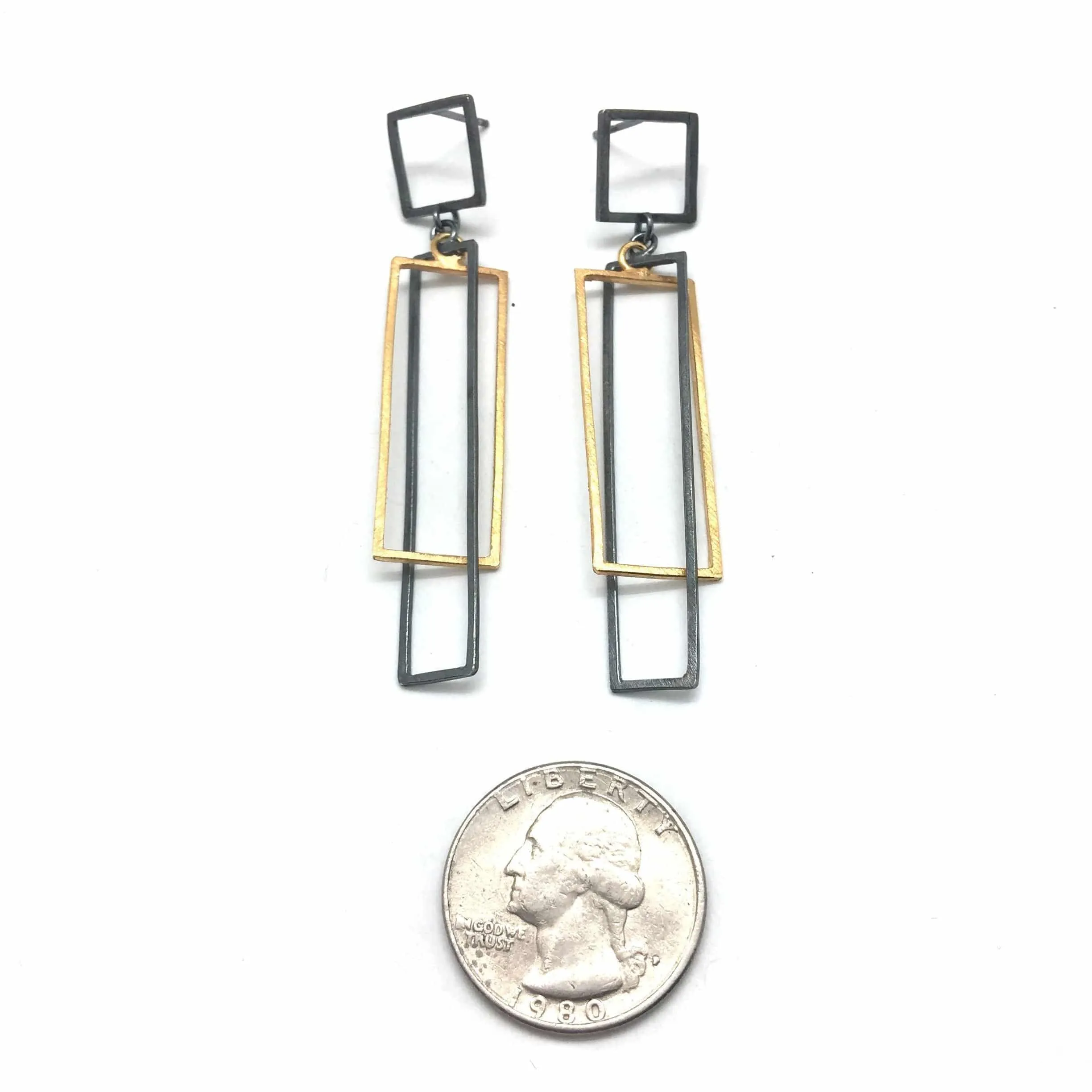 Layered Rectangle Earrings - Oxi/Gold