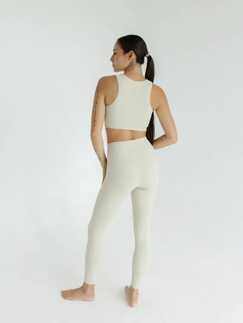 Legginsy do jogi, Unity, Ribbed, Buttercream