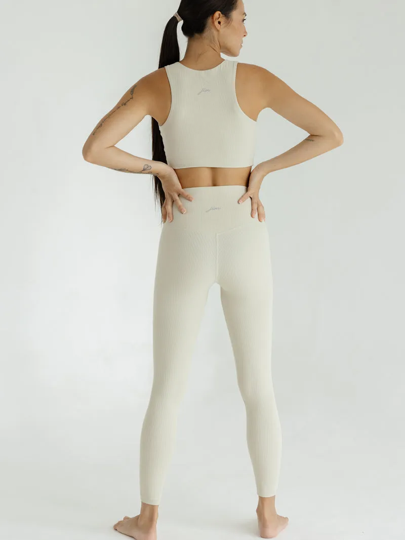 Legginsy do jogi, Unity, Ribbed, Buttercream