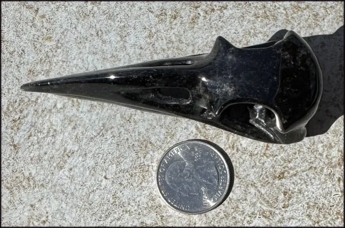 Lg. Silver Sheen Obsidian RAVEN Crystal Skull - Scrying!