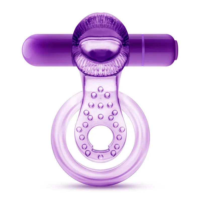 Lick It - Vibrating Double Strap  Ring - Purple