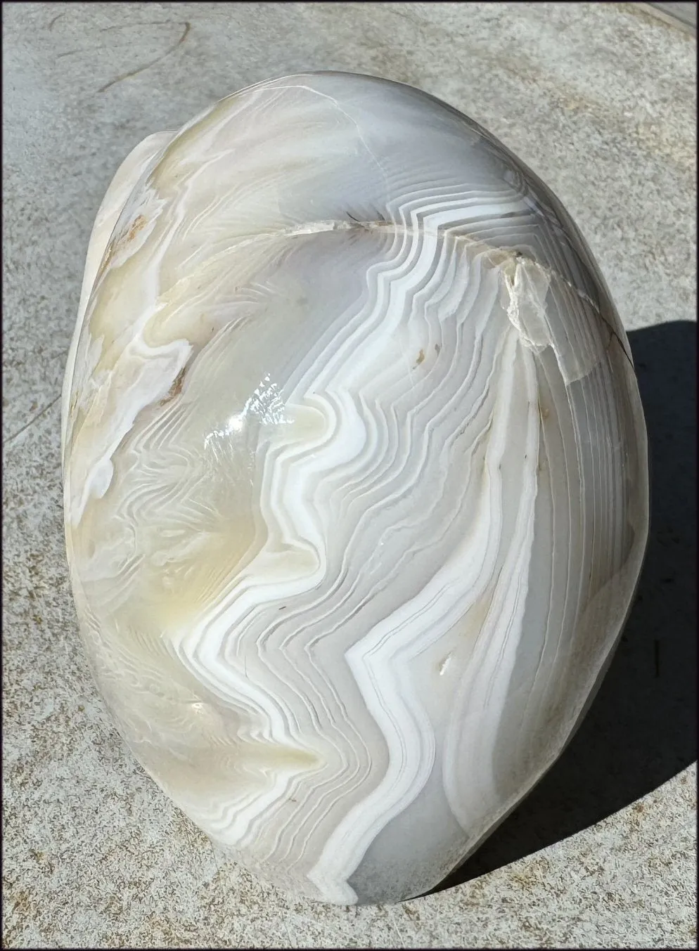 LifeSize Madagascar AGATE Crystal Skull with Fantastic Banding, Bi-Colored Dendritic inclusions
