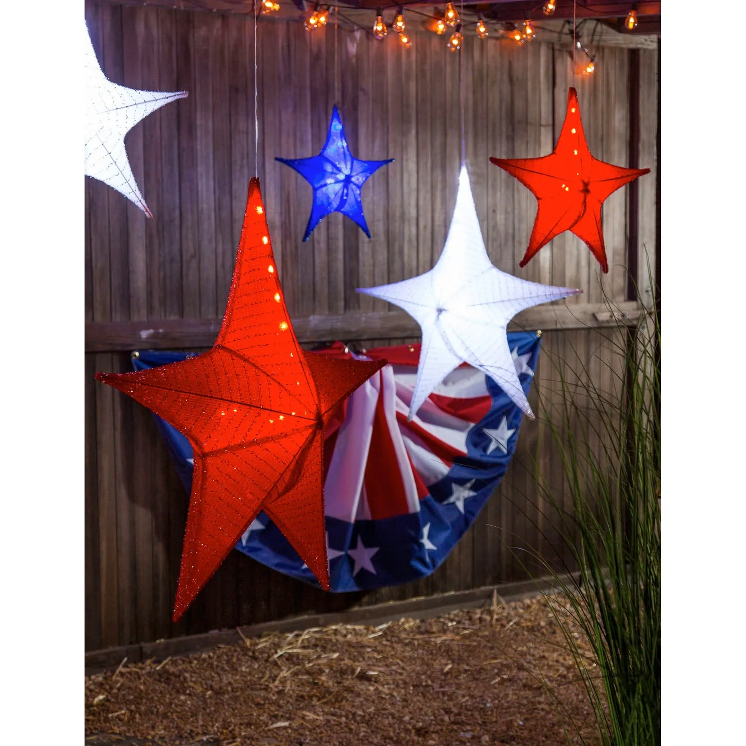 Lighted Fabric Star, Small, Blue,45st352bl