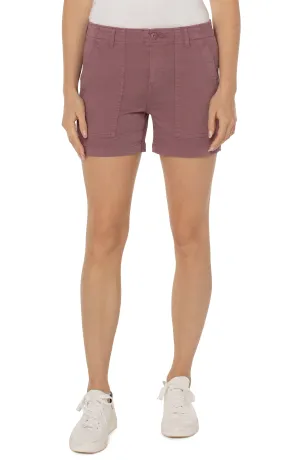Liverpool Solid Color Utility Shorts w Flap Pocket w 4.5" Inseam