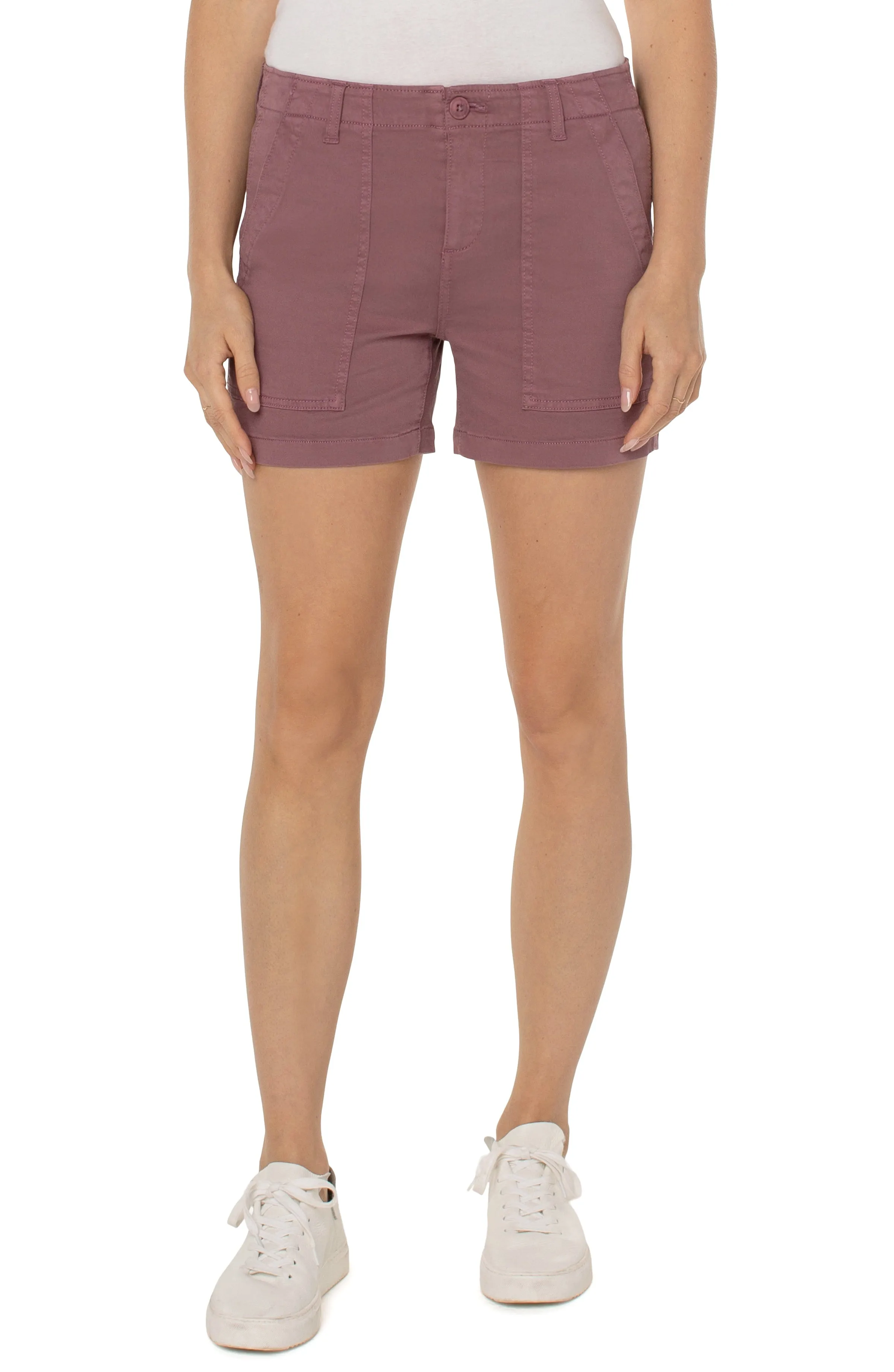 Liverpool Solid Color Utility Shorts w Flap Pocket w 4.5" Inseam