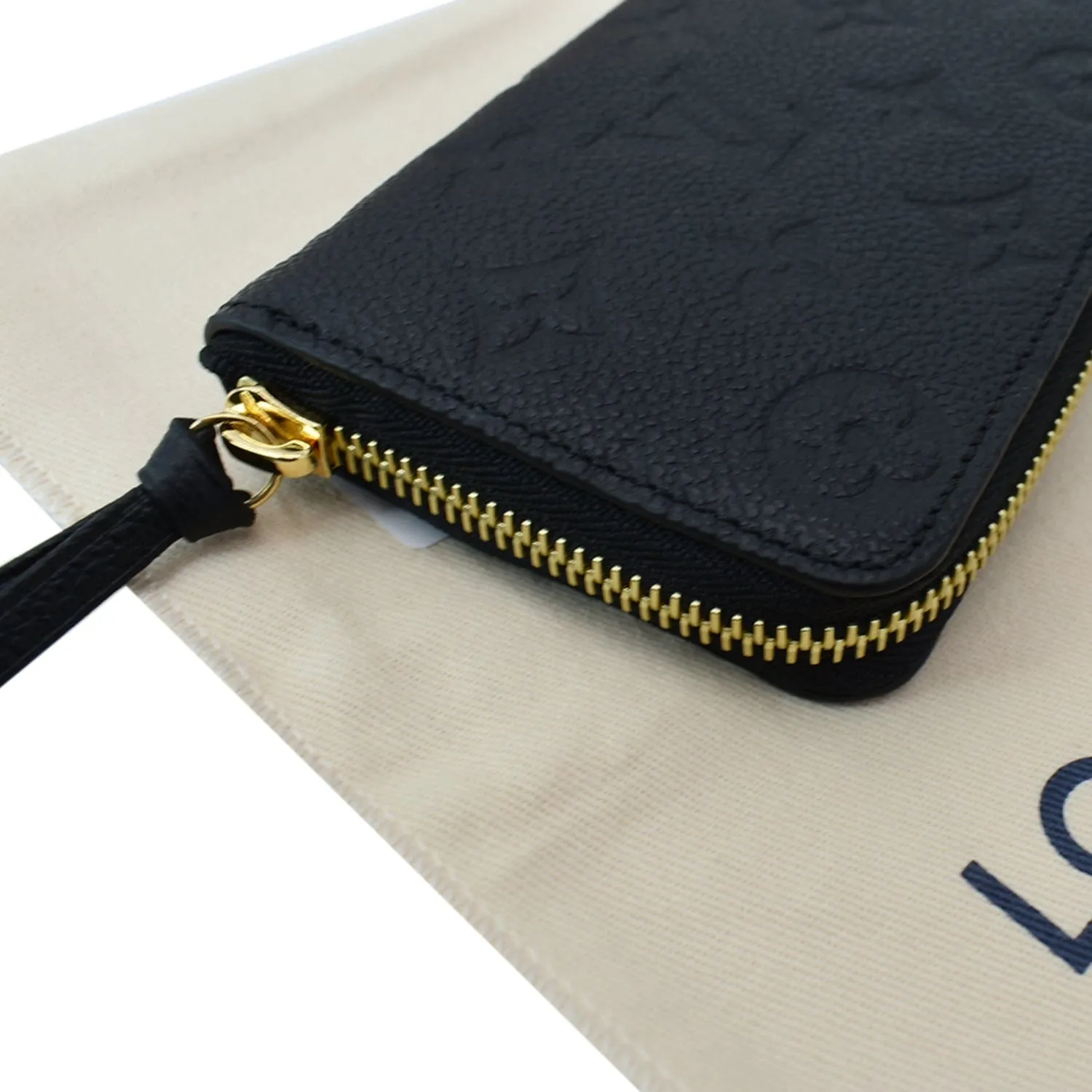 LOUIS VUITTON Clemence Empreinte Leather Wallet Black
