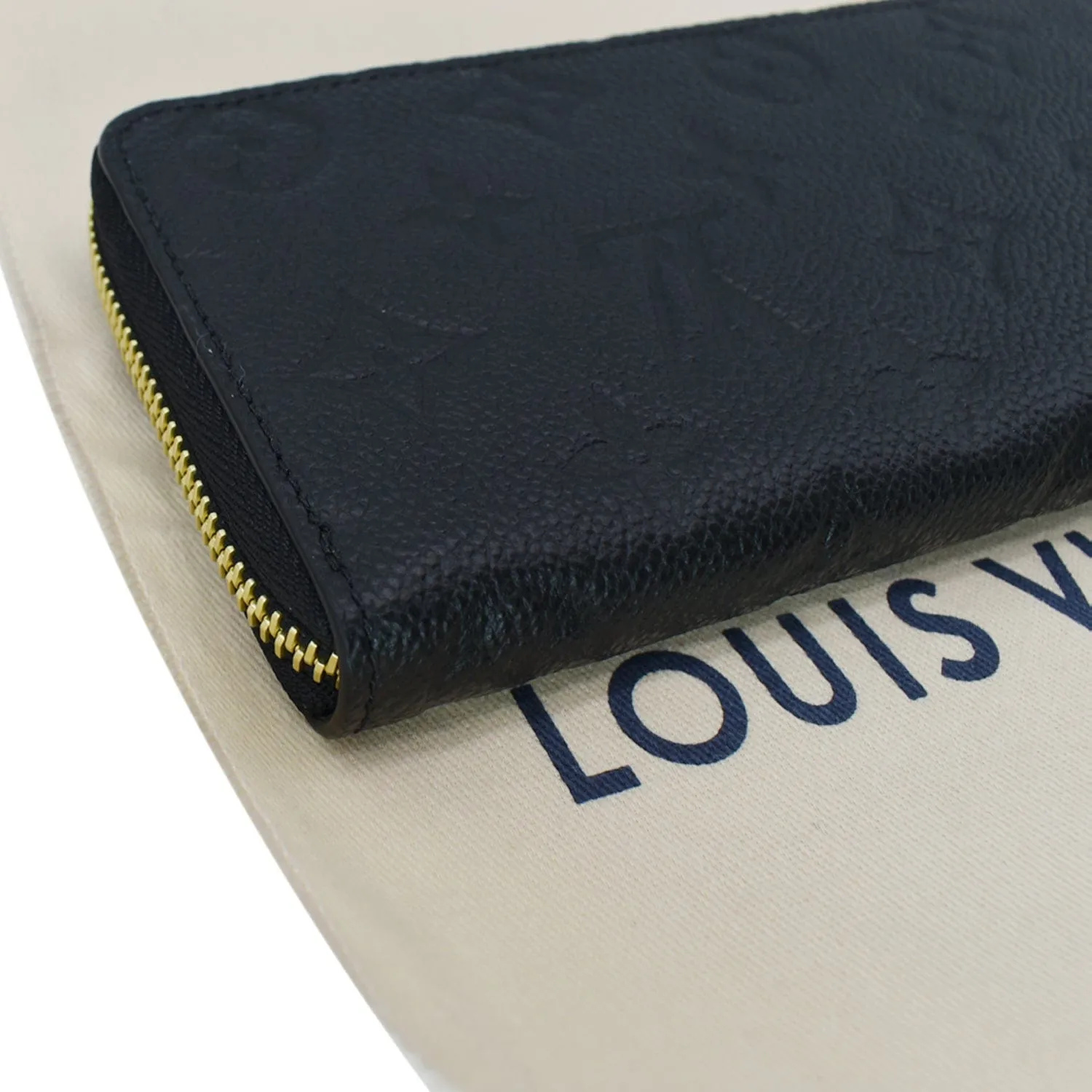 LOUIS VUITTON Clemence Empreinte Leather Wallet Black