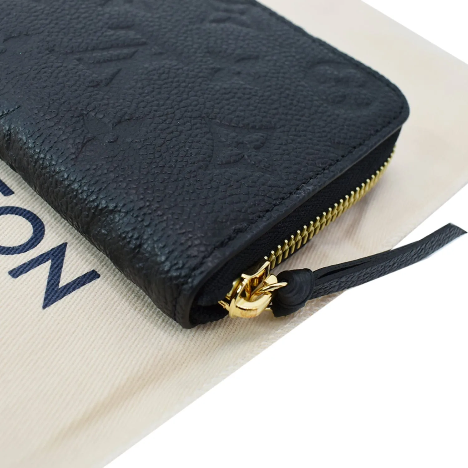 LOUIS VUITTON Clemence Empreinte Leather Wallet Black