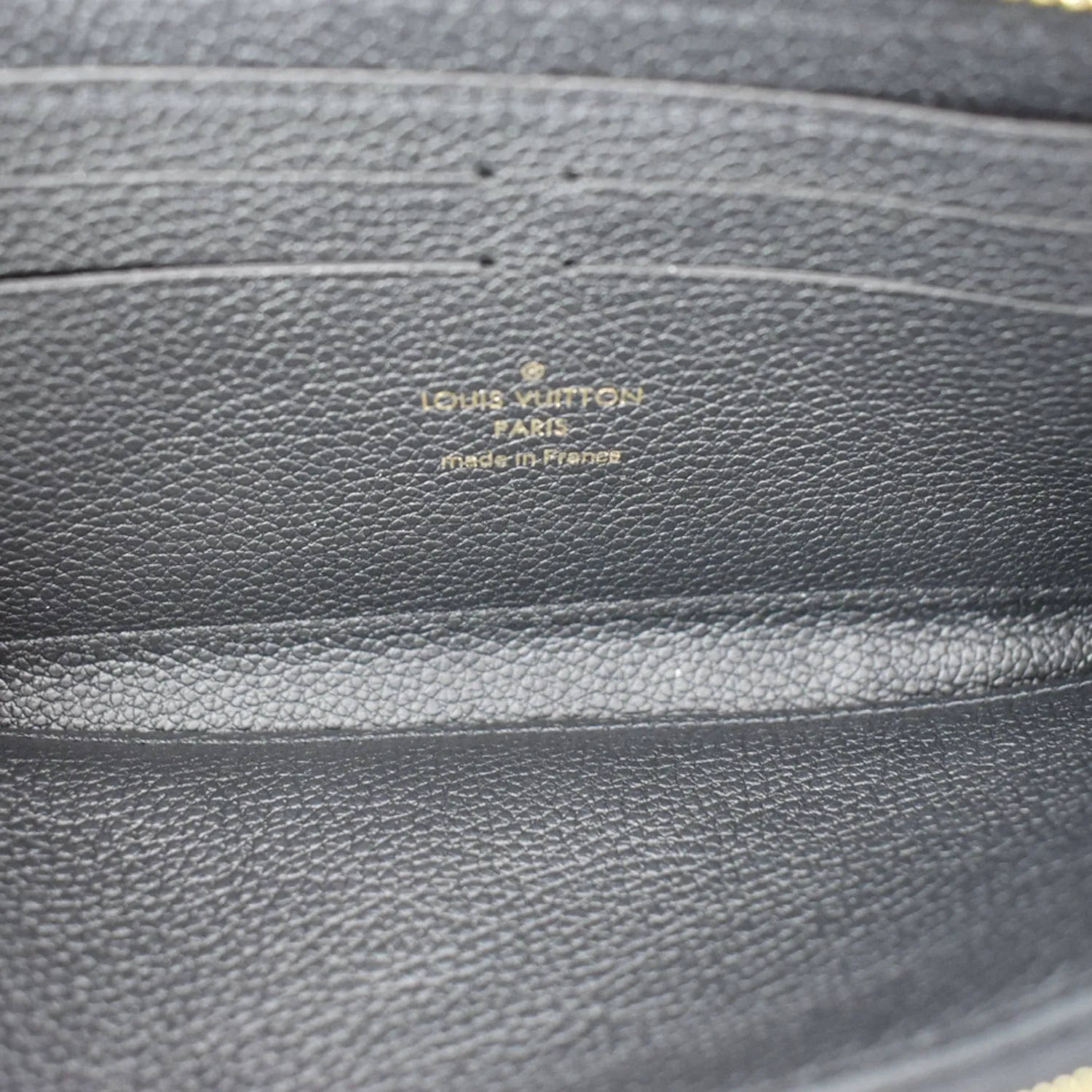 LOUIS VUITTON Clemence Empreinte Leather Wallet Black