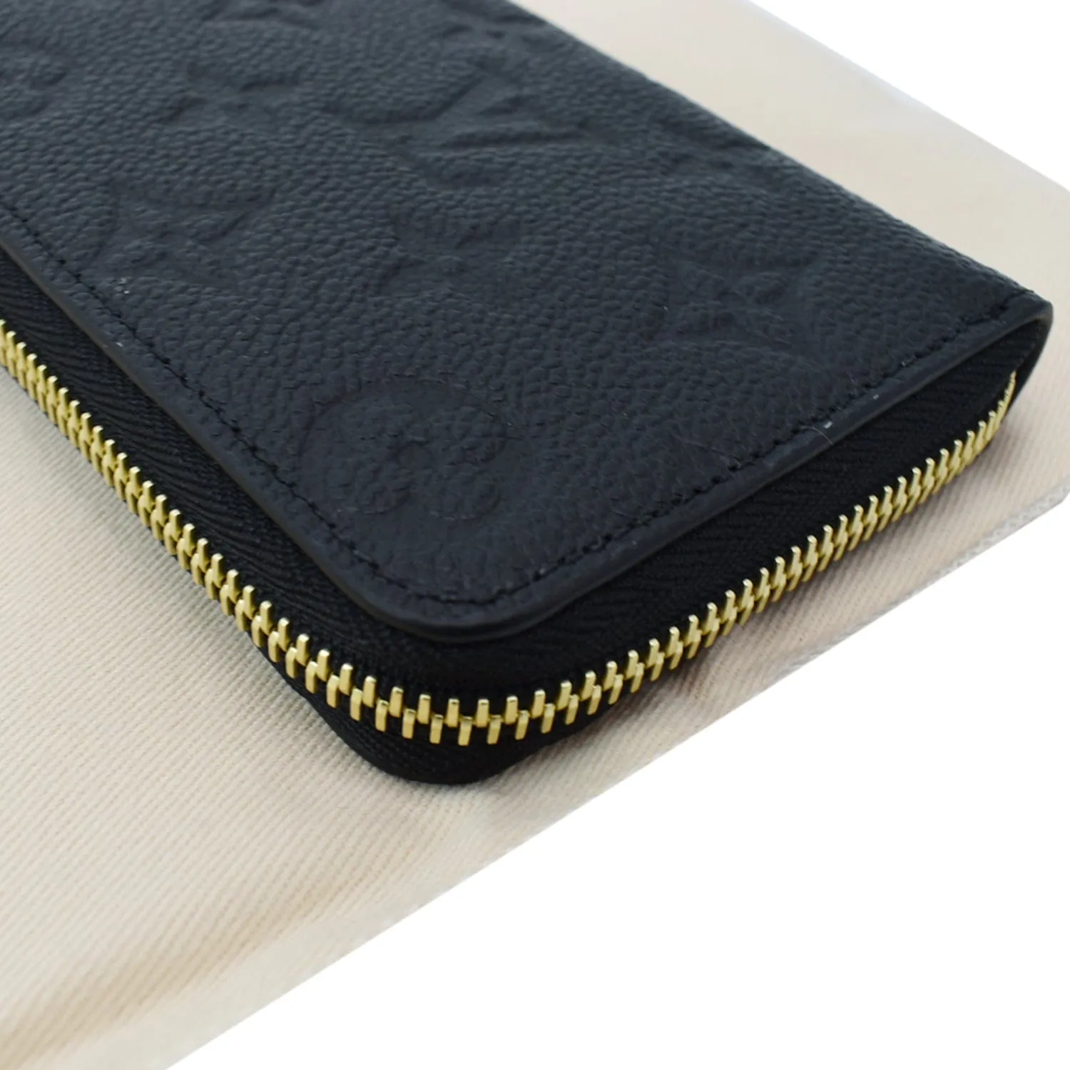 LOUIS VUITTON Clemence Empreinte Leather Wallet Black