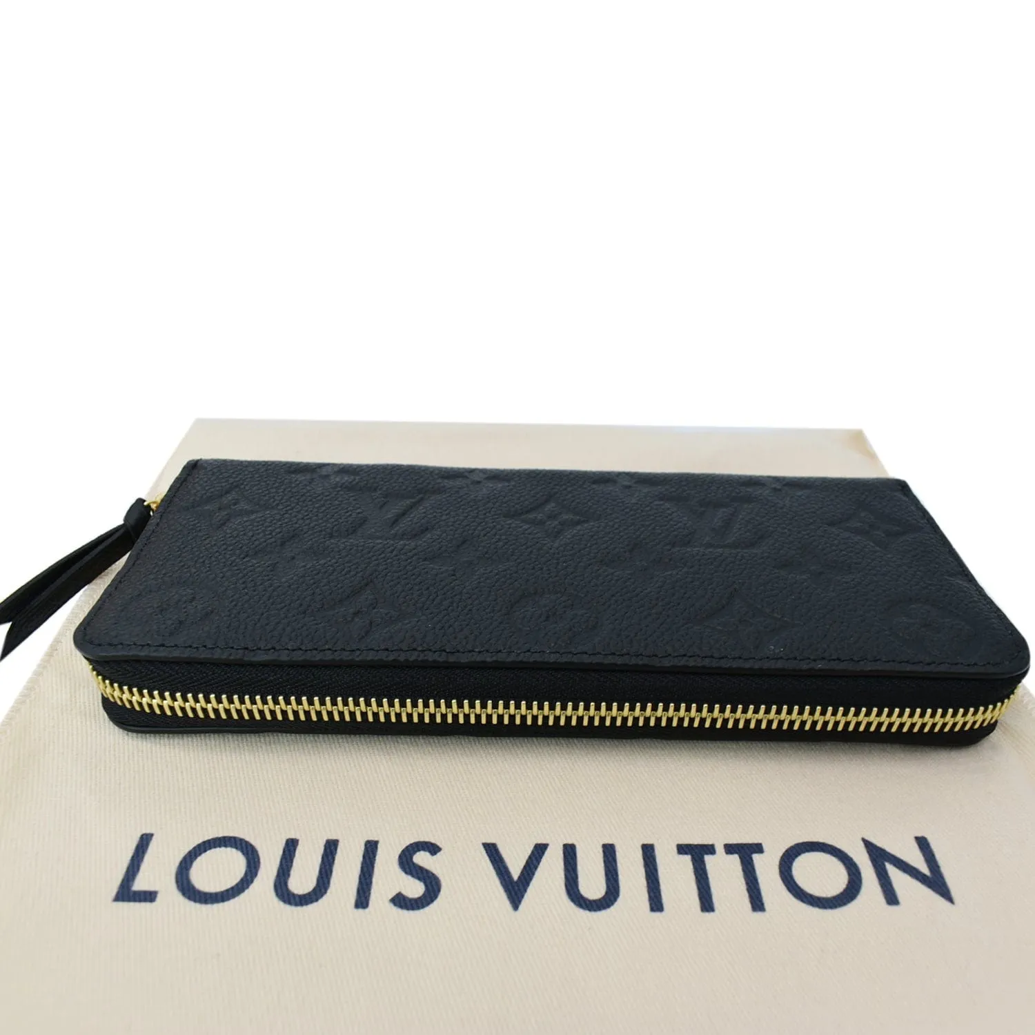 LOUIS VUITTON Clemence Empreinte Leather Wallet Black