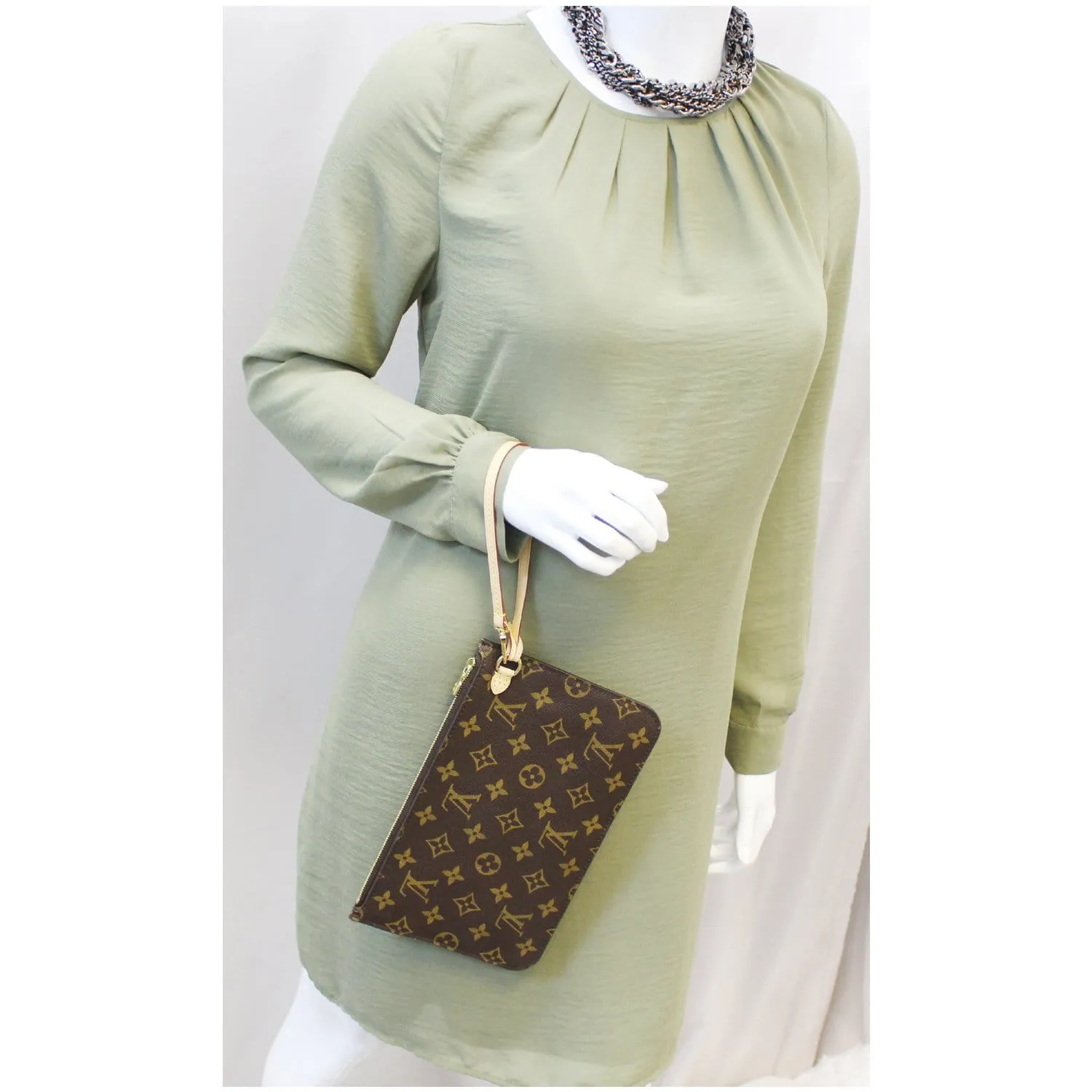 LOUIS VUITTON Pochette Wristlet Pouch Damier Ebene Neverfull MM/GM Brown