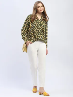 Madame Geometric Print Mustard Yellow Regular Top