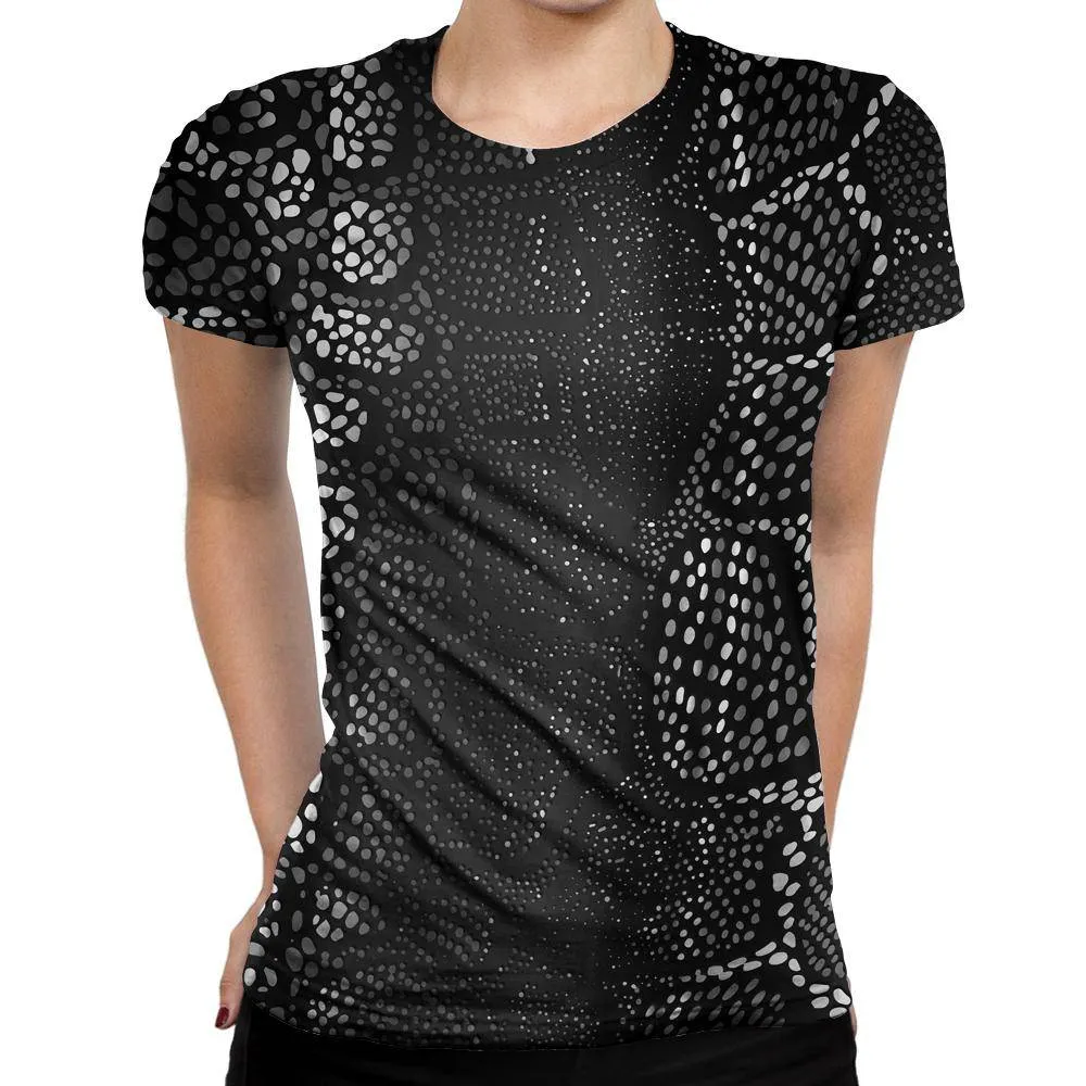 Many Dots Black Womens T-Shirt