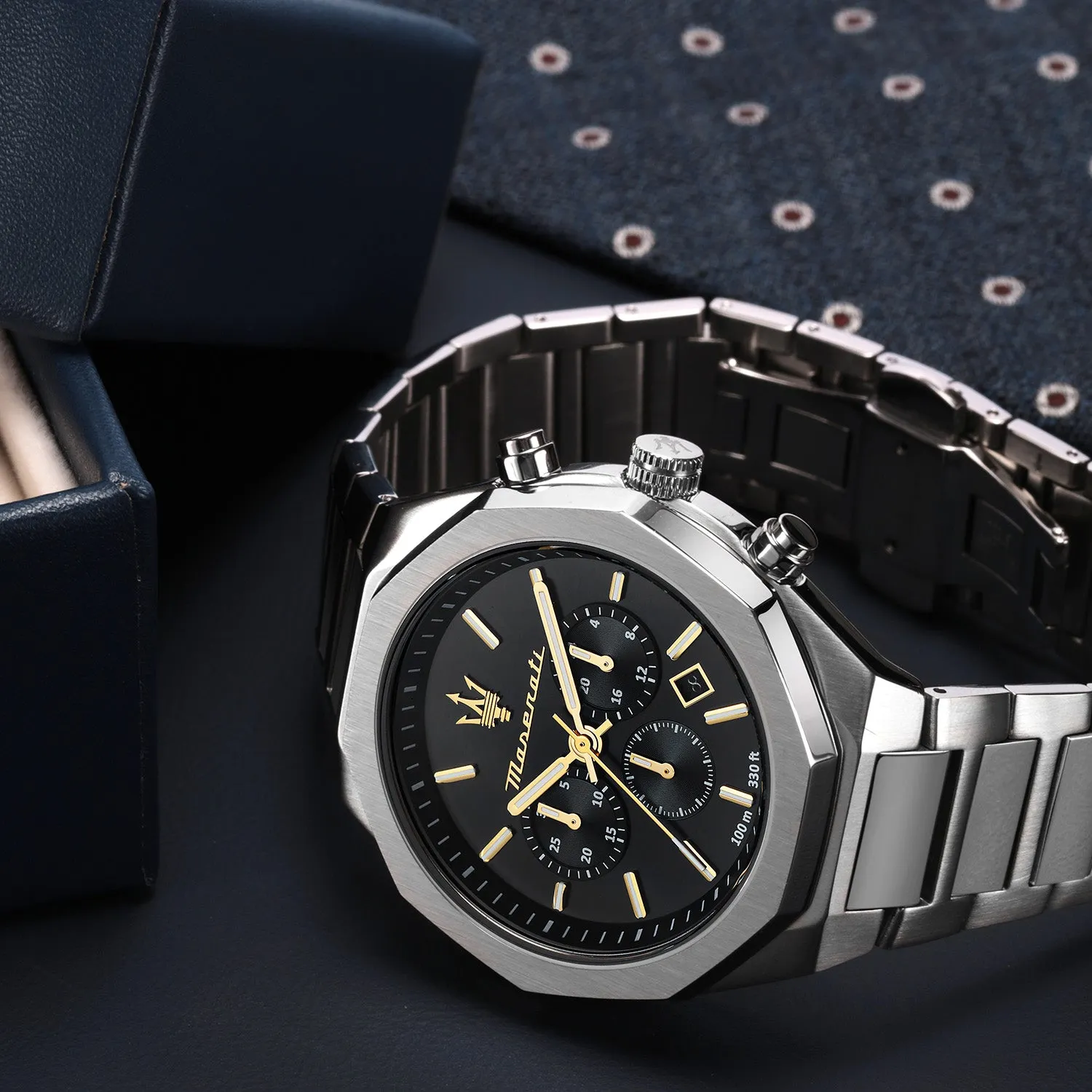 Maserati STILE 45MM CHRO BLACK DIAL BR SS - R8873642010